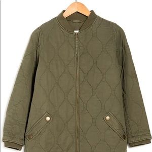 NEW Avec les filles Bomber Jacket Zip Long Olive Green Small NWT